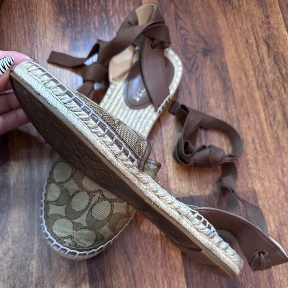 Coach Signature Brown Espadrille Sandals - Picture 2 of 2